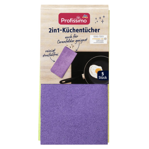Profissimo 2in1-Küchentücher кухонные салфетки микрофибра 2в1, 5 шт c 3D структурой